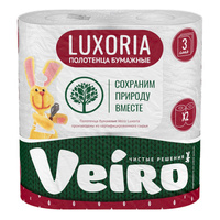 Бумажные полотенца VEIRO Luxoria 3-сл., 2 рул.*12