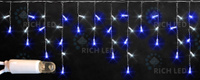 Светодиодная бахрома Rich LED, 3*0.5 м, сине-белая, белый резиновый провод,