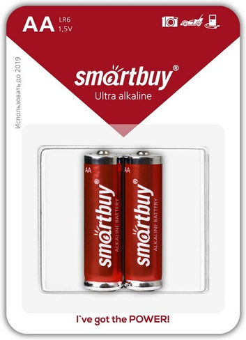 Батарейка алкалиновая Smartbuy LR6/2B (24/240) (SBBA-2A02B)