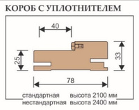 Коробка дверная Дуб натуральный,прямая 75-38, 2070мм, телескоп, врезка под скрытые петли AGB 2.0