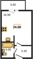 Продажа однокомнатной квартиры 24.00/16.90/16.90 2/5 Тургеневское шос., д. 33/2/33 Корпус 33