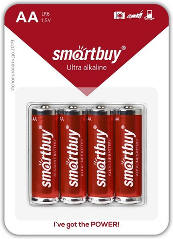 Батарейка алкалиновая Smartbuy LR6/4B (48/480) (SBBA-2A04B)