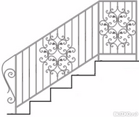 Перила кованые для лестницы с закругленным поручнем металлические (14)
