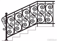 Перила кованые для лестницы с плотным рисунком из валют (15)