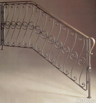 Перила кованые для лестницы с симметричным рисунком, цвет Серый (11)