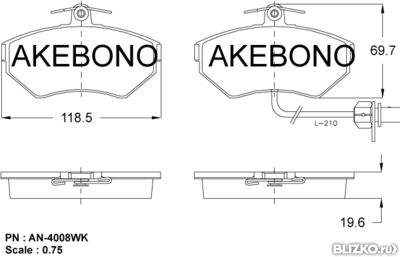 Колодки тормозные дисковые передние Akebono AN-4008WK