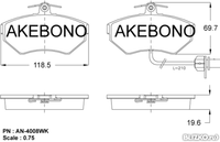 Колодки тормозные дисковые передние Akebono AN-4008WK