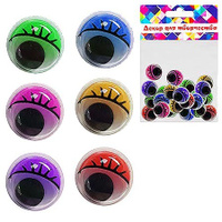 Декоративные глазки для игрушек d=12 мм, 40 штук, цветные с ресничками арт.К-03557 Канцелярский мир