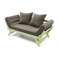 Садовый диван Soft Element Оден-С, коричневый-зеленый, массив дерева, раскладной, с подушками, рогожка, на террасу, на в