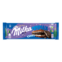 MILKA Молочный шоколад, с Начинкой со вкусом ванили и печеньем OREO, Флоу-пак, 300гр. Milka