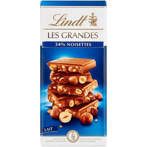 Шоколад Lindt Les Grandes молочныйореховый, фундук, 150 г