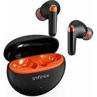 Наушники INFINIX XBuds XE26, Bluetooth, внутриканальные, черный/оранжевый [10311751] Infinix