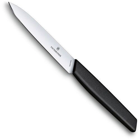 Нож кухонный Victorinox Swiss Modern, универсальный, 100мм, заточка прямая, стальной, черный [6.9003.10]