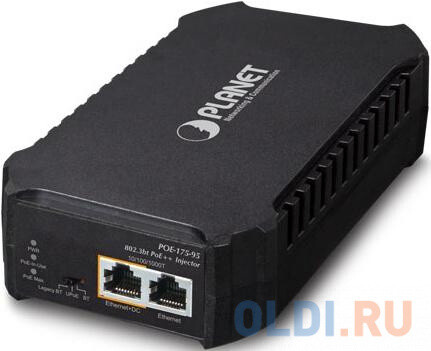 PLANET POE-175-95 Single-Port 10/100/1000Mbps 802.3bt PoE++ Injector (95 Watts, 802.3bt Type-4 and PoH, PoE Usage LED) -