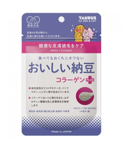 Комплекс для здоровой кожи и блестящей шерсти животных с коллагеном TAURUS Delicious Natto Collagen Plus