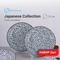 Тарелки ZDK Kitchen, Japanese Collection, цвет голубой, карелка керамическая D20см, набор 2штуки Homium