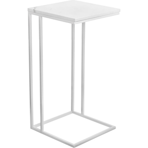 Придиванный столик BRADEX loft 35x35 см, белый мрамор, с белыми ножками