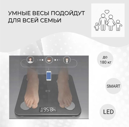 Весы напольные электронные с bluetooth (TV-1004-1)