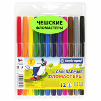 Фломастеры 12 ЦВЕТОВ CENTROPEN Washable смываемые вентилируемый колпачок 7790/12TP 7 7790 1285