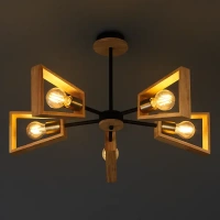 Люстра потолочная Семь огней Шерлас 5 ламп, 15 м², цвет черный/золото MAYTONI