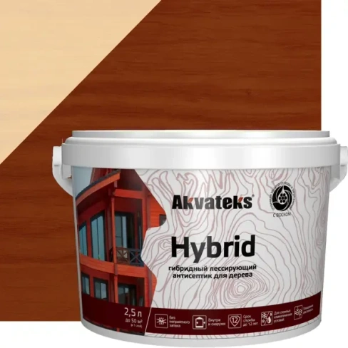 Антисептик Akvateks Hybrid гибридный лессирующий полуматовый орех 2.5 л АКВАТЕКС None
