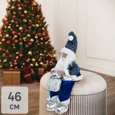 Игрушка Дед Мороз 32 см цвет синий Без бренда None