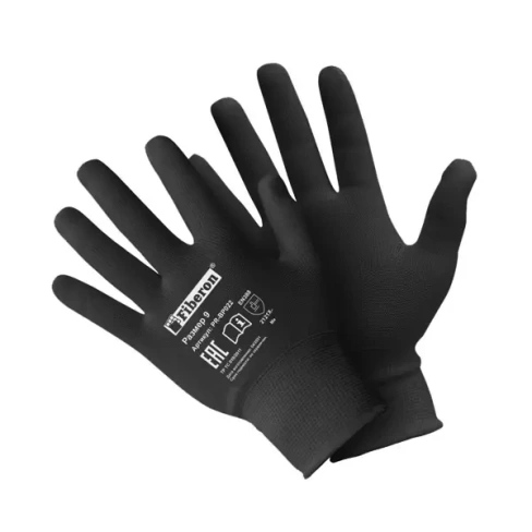 Перчатки полиэстеровые Fiberon черные размер 9/L FIBERON Для сборочных работ