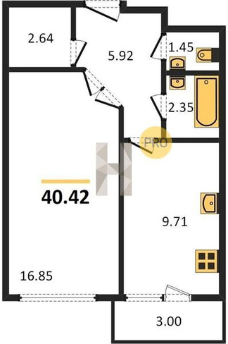1 комнатная квартира 40 м2, 5 этаж ЖК Dolce vita ул. Поселковая, з/у 3, д.0