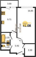 1 комнатная квартира 41 м2, 2-4 этаж ЖК Dolce vita ул. Поселковая, з/у 3, д.0