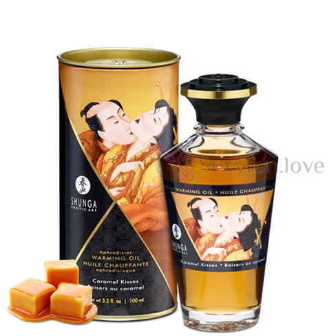 Массажное масло с афродизиаком Shunga "Aphrodisiac Warming oil" (Caramel kisses), 100 мл.