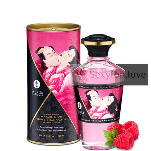 Массажное масло с афродизиаком Shunga "Aphrodisiac Warming oil" (Raspberry Feeling), 100 мл.