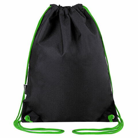 Мешок для обуви BRAUBERG плотный карман на молнии подкладка 43х33 см Neon Green 271625
