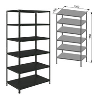 Стеллаж металлический BRABIX ГРАФИТ MS KD-195/60-6 лофт 1950х1000х600 мм 6 полок 291274 S240BR246693