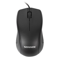 Мышь проводная SONNEN М-201 USB 1000 dpi 2 кнопки + колесо-кнопка оптическая черная 512631