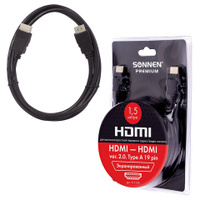 Кабель HDMI AM-AM 15 м SONNEN Premium ver 2.0 FullHD 4К UltraHD для ноутбука компьютера монитора телевизора