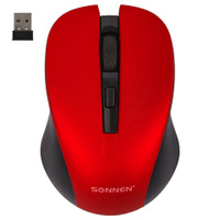 Мышь беспроводная с бесшумным кликом SONNEN V18 USB 800/1200/1600 dpi 4 кнопки красная 513516