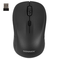 Мышь беспроводная SONNEN V-111 USB 800/1200/1600 dpi 4 кнопки оптическая черная 513518