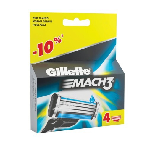 Сменные кассеты для бритья 4 шт. GILLETTE Жиллет Mach3 для мужчин
