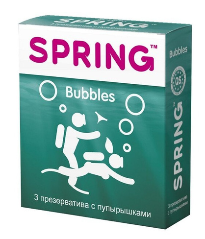 Презервативы SPRING™ Bubbles, 3 шт./уп. (с пупырышками) Spring