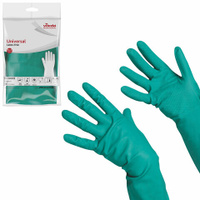 Перчатки хозяйственные нитриловые VILEDA универсальные антиаллергенные размер L большой зеленые 100802