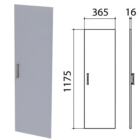 Дверь ЛДСП средняя Монолит 365х16х1175 мм цвет серый ДМ42.11