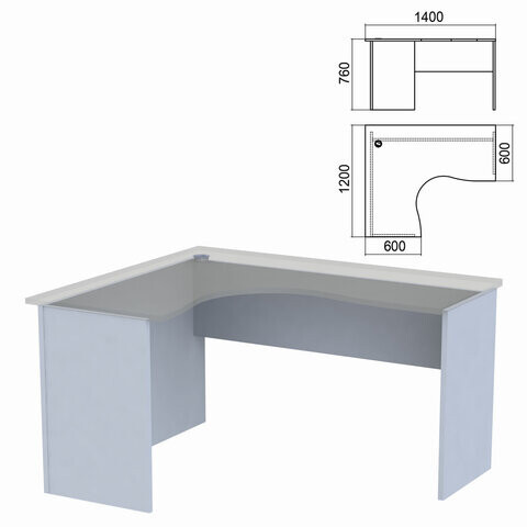 Стол компактный ЧАСТЬ 2 Арго 1400х1200х760 мм левый серый