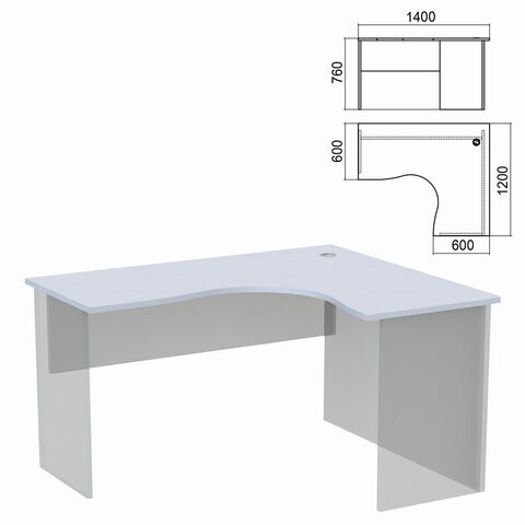 Стол компактный ЧАСТЬ 1 Арго 1400х1200х760 мм правый серый