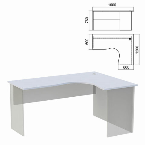 Стол компактный ЧАСТЬ 1 Арго 1600х1200х760 мм правый серый