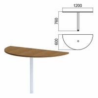 Стол приставной полукруг Арго 1200х600 мм БЕЗ ОПОРЫ орех