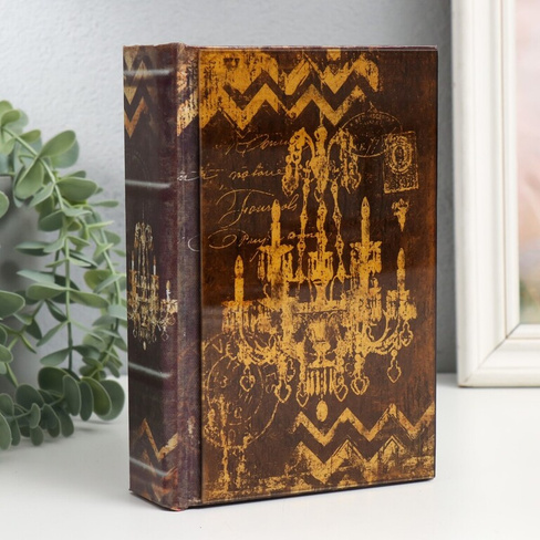 Шкатулка-книга дерево кожзам, стекло No brand