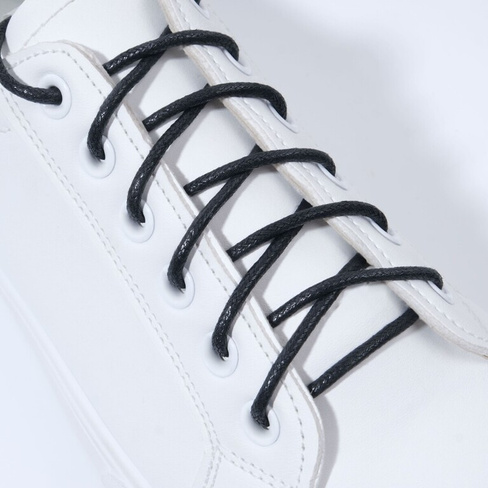 Шнурки для обуви, пара, круглые, вощеные, d = 3 мм, 75 см, цвет черный ONLITOP