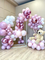 Фотозона для девочки с мишкой и шарами "Розовый праздник"