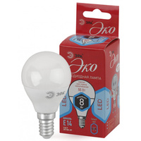 Лампа светодиодная ЭРА LED, 8Вт, E14, шар, матовая, холодный свет