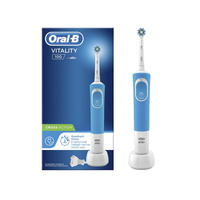 Орал-Б щетка зубная электрическая Виталити D100.413.1 ПРО КроссЭкшн тип 3710 с зарядным устройством тип 3757 голубая PRO